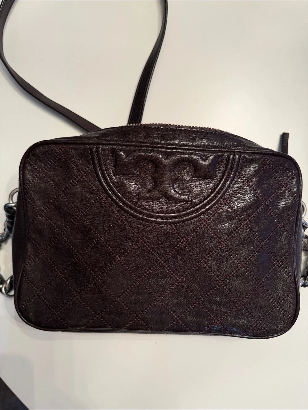 Tory Burch Quilted Logo Leather Crossbody